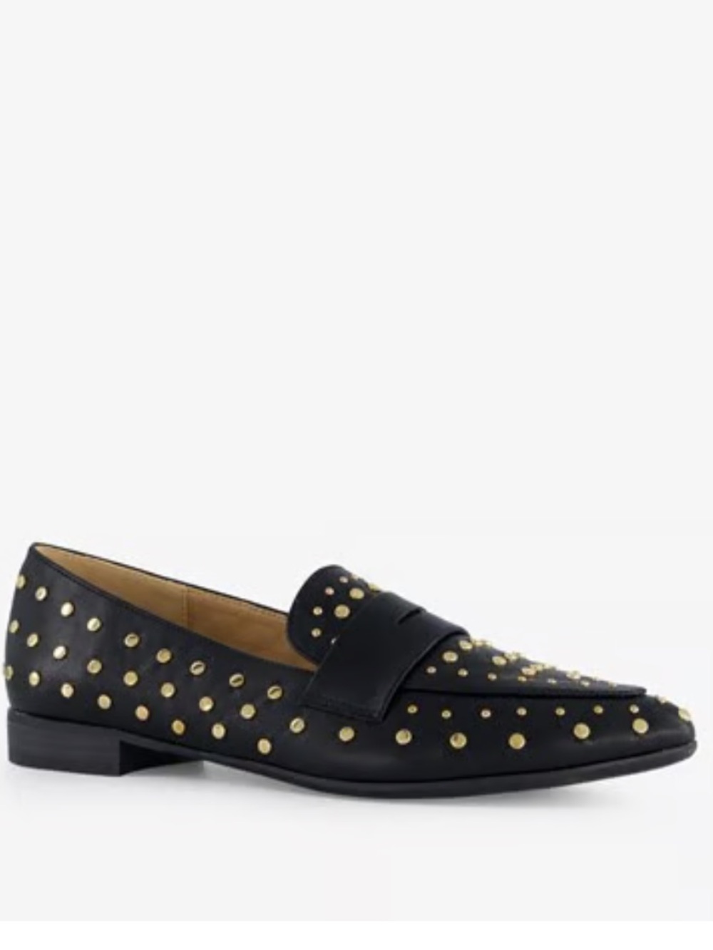 Vince Camuto Women's Black Leather Studded Penny Loafers